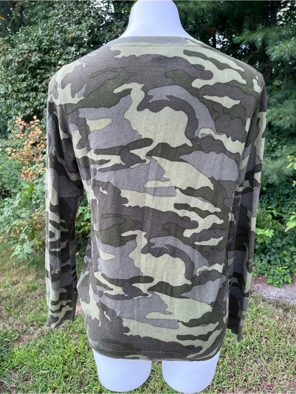 J Crew Teddie camo knit long sleeve top size M